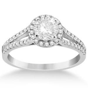 Angels Halo Split Shank Diamond Engagement Ring Platinum 0.43ct - All