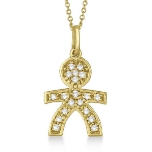 Pave-set Diamond Boy Shape Pendant Necklace 14K Yellow Gold 0.15ct - All
