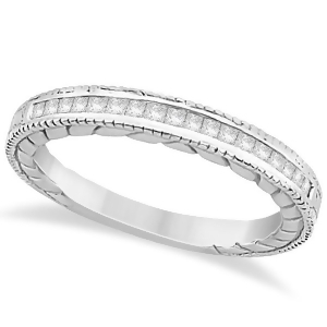 Princess Cut Channel Diamond Wedding Band in 14k White Gold 0.21ct - All