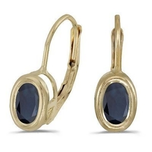 Bezel-set Oval Blue Sapphire Lever-Back Earrings 14k Yellow Gold - All