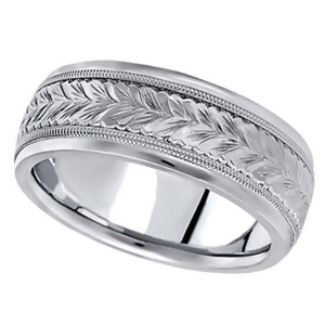Hand Engraved Wedding Band Carved Ring in Palladium 6.5mm - All