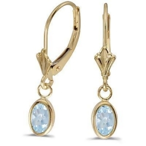 Oval Aquamarine Lever-back Drop Earrings in 14K Yellow Gold 0.80ct - All