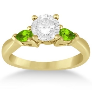 Pear Cut Three Stone Peridot Engagement Ring 14k Yellow Gold 0.50ct - All