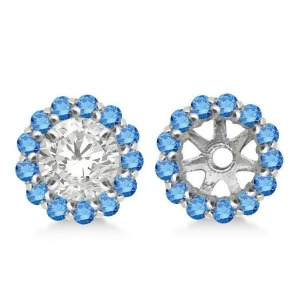 Round Blue Diamond Earring Jackets for 4mm Studs 14K White Gold 0.35ct - All