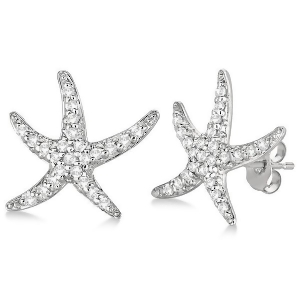 Diamond Starfish Earrings 14k White Gold 0.50ct - All