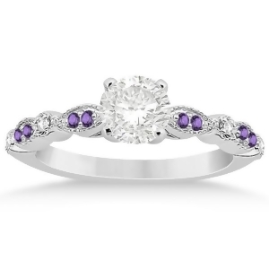 Marquise and Dot Diamond Amethyst Engagement Ring Platinum 0.24ct - All