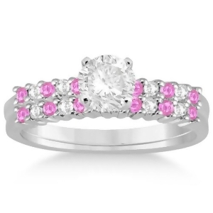 Diamond and Pink Sapphire Bridal Set Platinum 0.35ct - All