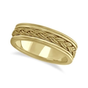 Men's Hand Braided Woven Wedding Band 18k Yellow Gold 6mm - All
