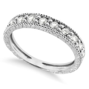 Vintage Style Diamond Wedding Ring Band Half-Way 14k White Gold 0.55ct - All
