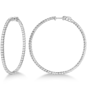 X-large Round Diamond Hoop Earrings 14k White Gold 5.15ct - All