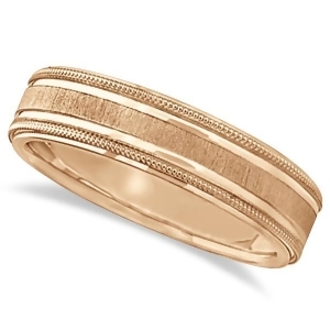 Carved Edged Milgrain Wedding Ring in 14k Rose Gold 5mm - All