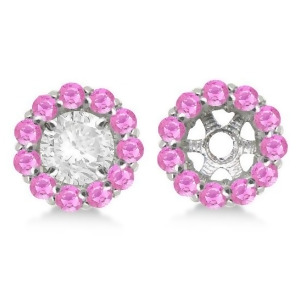 Round Pink Sapphire Earring Jackets 5mm Studs 14K White Gold 1.08ct - All