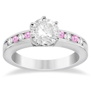 Channel Diamond and Pink Sapphire Engagement Ring Palladium 0.40ct - All