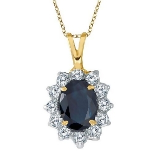 Blue Sapphire and Diamond Accented Pendant 14k Yellow Gold 1.70ctw - All