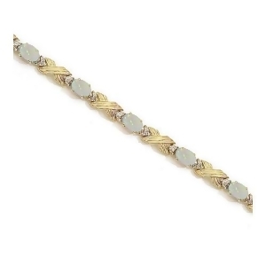 Opal and Diamond Xoxo Link Bracelet 14k Yellow Gold 6.65ct - All