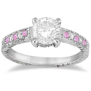 Vintage Pink Sapphire and Diamond Engagement Ring Palladium 0.31ct - All