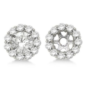 Round Diamond Earring Jackets for 5mm Studs 14K White Gold 0.77Ct - All