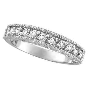 Semi-eternity Diamond Ring Wedding Band 14k White Gold 0.50ct - All
