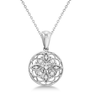 Circle Antique Diamond Pendant Necklace Sterling Silver 0.05ct - All