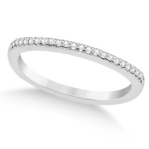 Micro Pave Semi-Eternity Diamond Wedding Band 14K White Gold 0.12ct - All