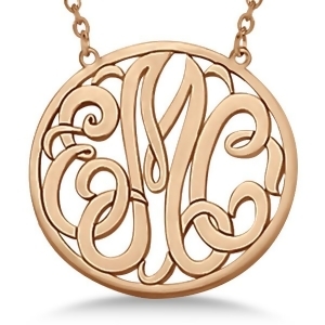 Custom Initial Circle Monogram Pendant Necklace in 14k Rose Gold - All