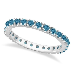 Fancy Blue Diamond Eternity Band Wedding Ring 14K White Gold 0.50ct - All
