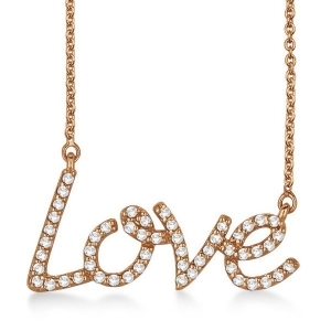 Love Diamond Pendant Necklace 14k Rose Gold 0.50ct - All
