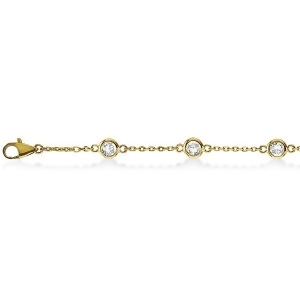 Diamond Ankle Bracelet Bezel Set 14K Yellow Gold 0.25ct - All