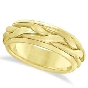 Men's Handwoven Braided Wide Band Wedding Ring 14k Yellow Gold 8.5mm - All