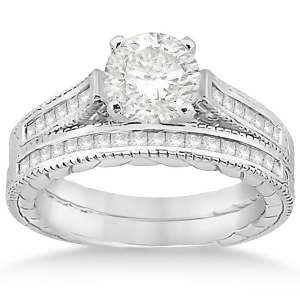 Princess Cut Channel Diamond Bridal Set in 14k White Gold 0.38ct - All
