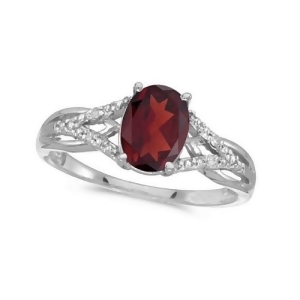 Oval Garnet and Diamond Cocktail Ring in 14K White Gold 1.42 ctw - All