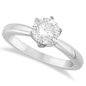 Round Solitaire Moissanite Engagement Ring 14K White Gold 1.50ctw - All