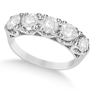 Five Stone Moissanite Wedding/Anniversary Band in 14K W. Gold 1.62ctw - All