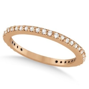 Pave Set Eternity Diamond Wedding Ring Band 18k Rose Gold 0.55ct - All