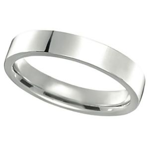 18K White Gold Wedding Band Flat Comfort-Fit Ring 4 mm - All