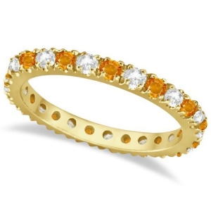Diamond and Citrine Eternity Band Ring Guard 14K Yellow Gold 0.64ct - All