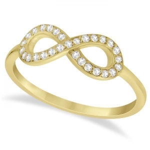 Twisted Diamond Infinity Ring Pave Set in 14k Yellow Gold 0.15ct - All