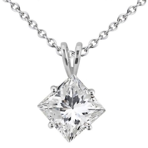 1.00Ct. Princess-Cut Diamond Solitaire Pendant in 18k White Gold H Vs2 - All