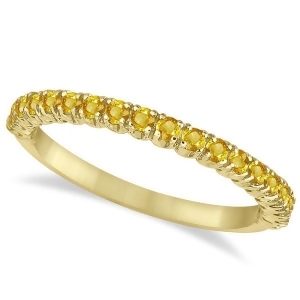 Half-eternity Pave Thin Yellow Sapphire Ring 14k Yellow Gold 0.65ct - All