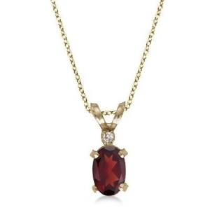 Garnet and Diamond Solitaire Filagree Pendant 14K Yellow Gold 0.55ct - All