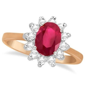 Oval Ruby and Diamond Accented Ring 14k Rose Gold 1.50ct - All