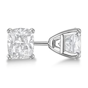 0.75Ct. Cushion-Cut Diamond Stud Earrings 18kt White Gold H Si1-si2 - All