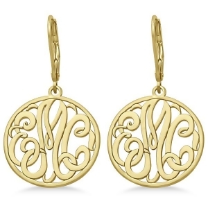 Customized Initial Circle Monogram Earrings in 14k Yellow Gold - All