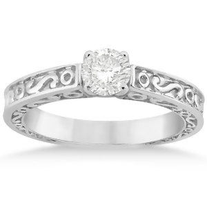 Hand-carved Infinity Design Solitaire Engagement Ring 14k White Gold - All