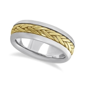 Men's Wide Handwoven Wedding Ring 14k Two-Tone Gold 6mm - All