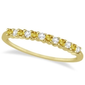 Diamond and Yellow Sapphire Wedding Band 18k Yellow Gold 0.20ct - All