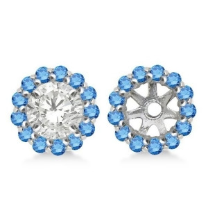 Round Blue Diamond Earring Jackets for 5mm Studs 14K White Gold 0.50ct - All