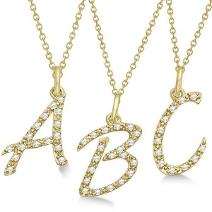 Personalized Diamond Script Letter Initial Necklace in 14k Yellow Gold - All