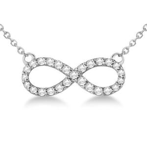 Twisted Infinity Diamond Pendant Necklace 14k White Gold 0.50ct - All