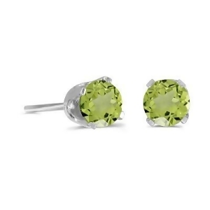 Round Peridot Studs Earrings in 14k White Gold 0.60ct - All